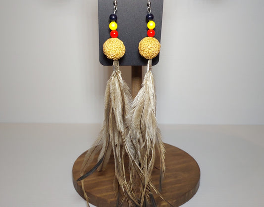 Emu Feather & Quandong Earrings