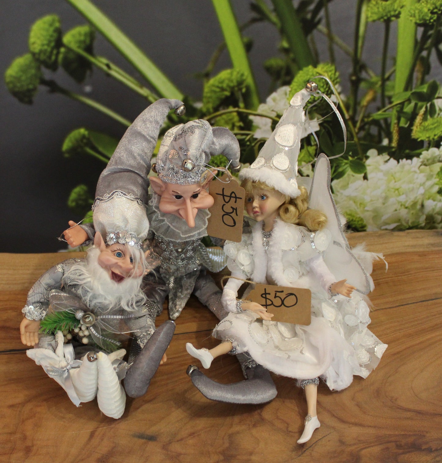 Handcrafted Silver Trio Christmas Figurines – $50 each