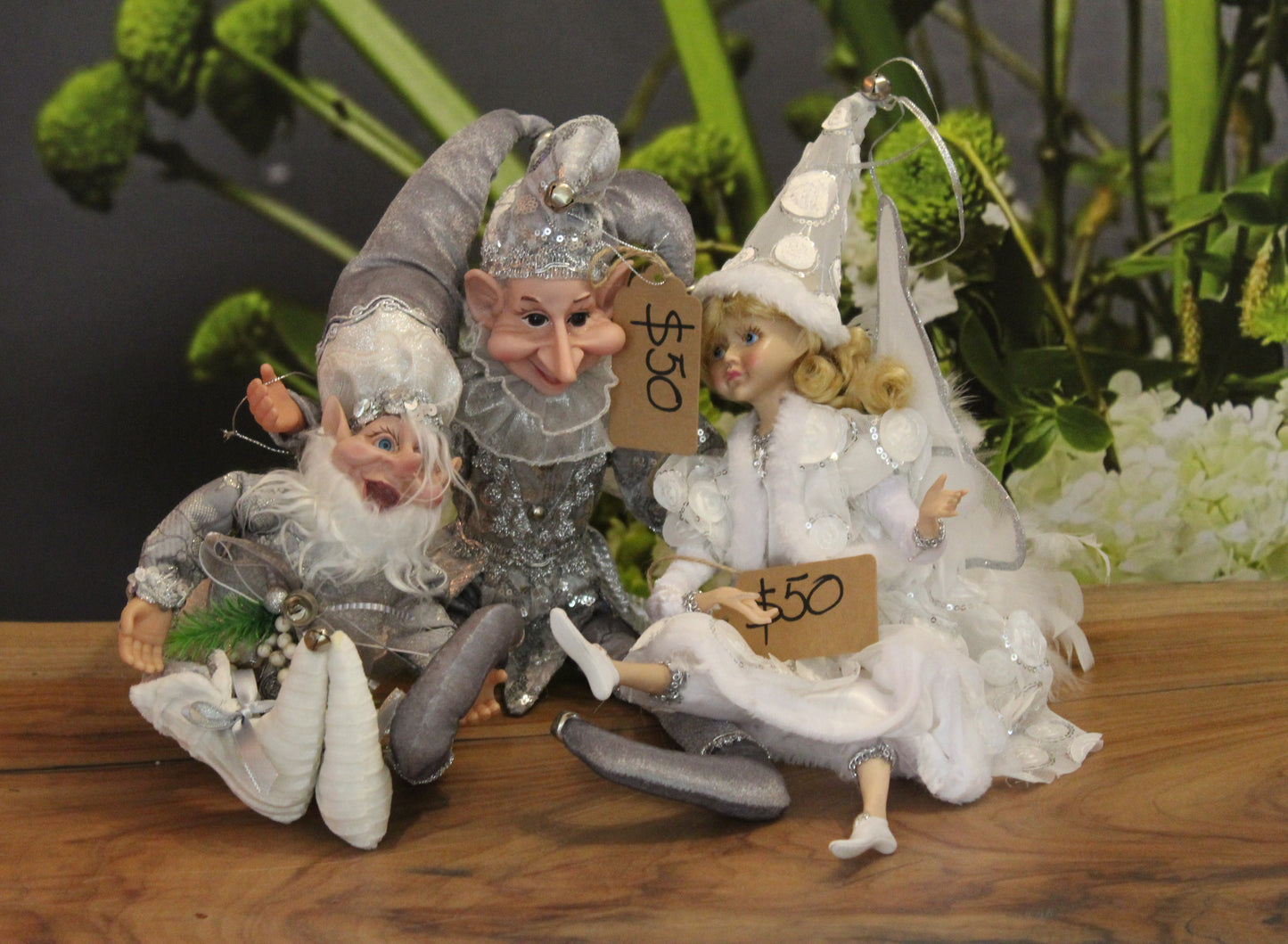 Handcrafted Silver Trio Christmas Figurines – $50 each