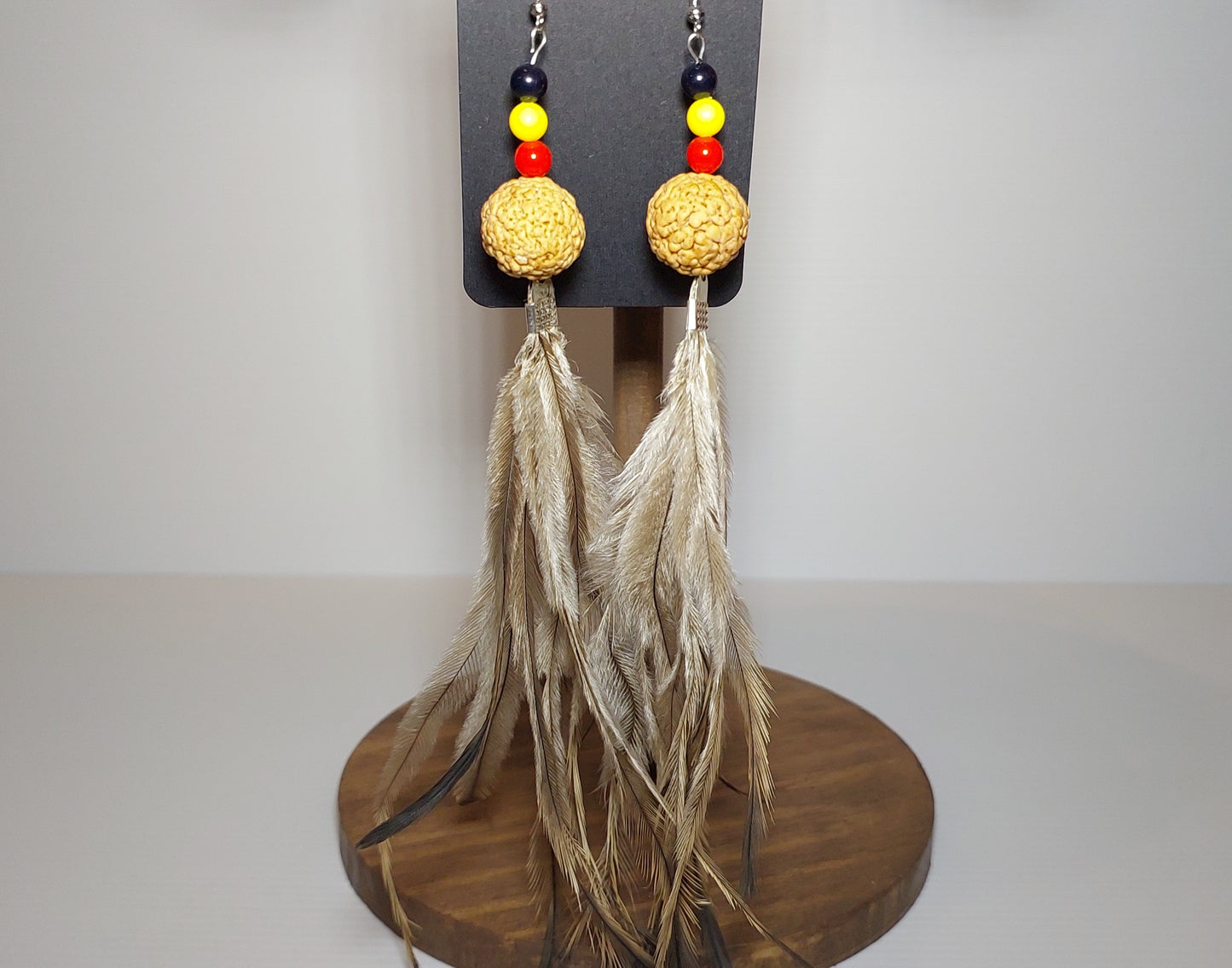 Emu Feather & Quandong Earrings