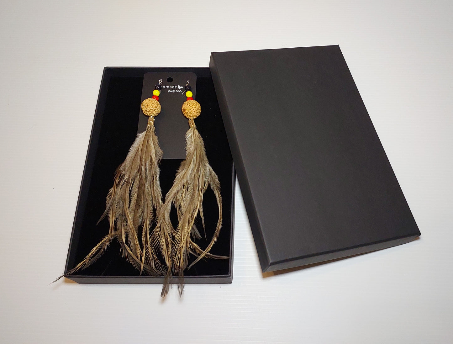 Emu Feather & Quandong Earrings