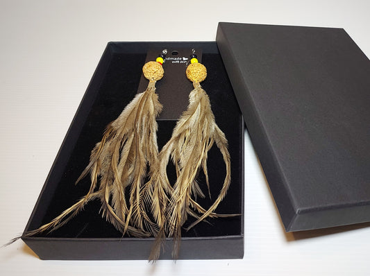 Emu Feather & Quandong Earrings