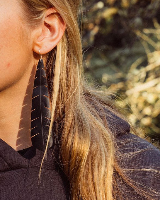 Bunjil Tail Feather Earrings